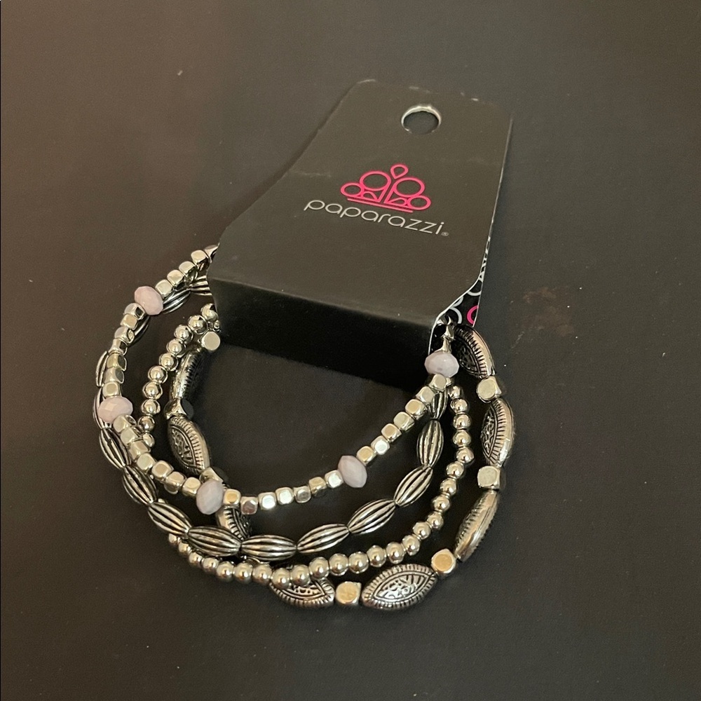Paparazzi Silver and Gray Beaded Bracelet Set